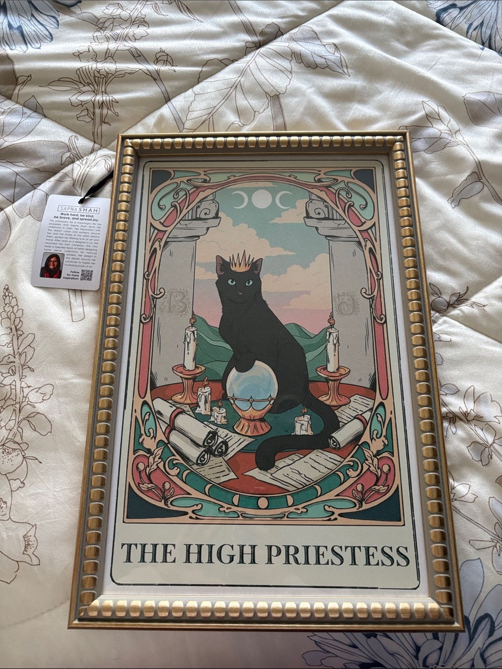 Sapna shah The High Priestess Cat Art Print - Black